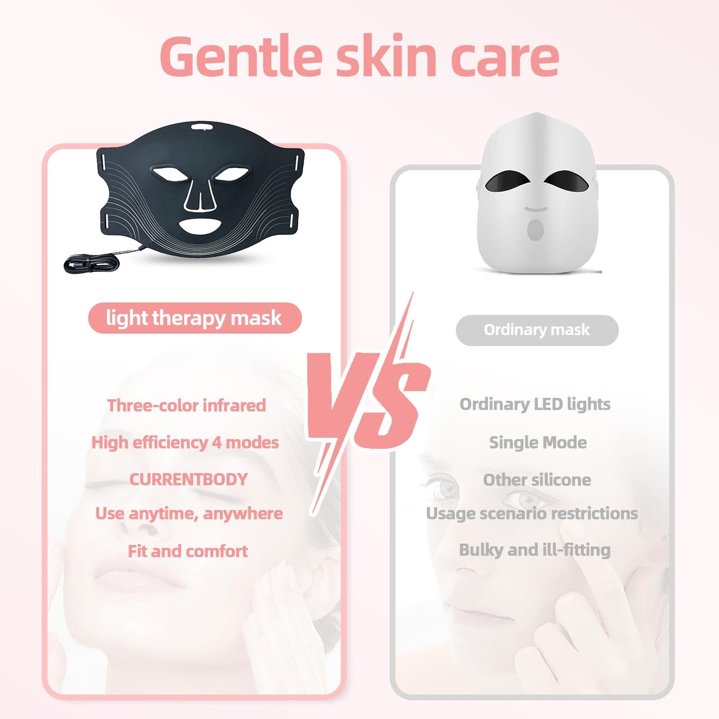 New Red Light Therapy for Face,Blue Red Light Therpy Mask for Face
