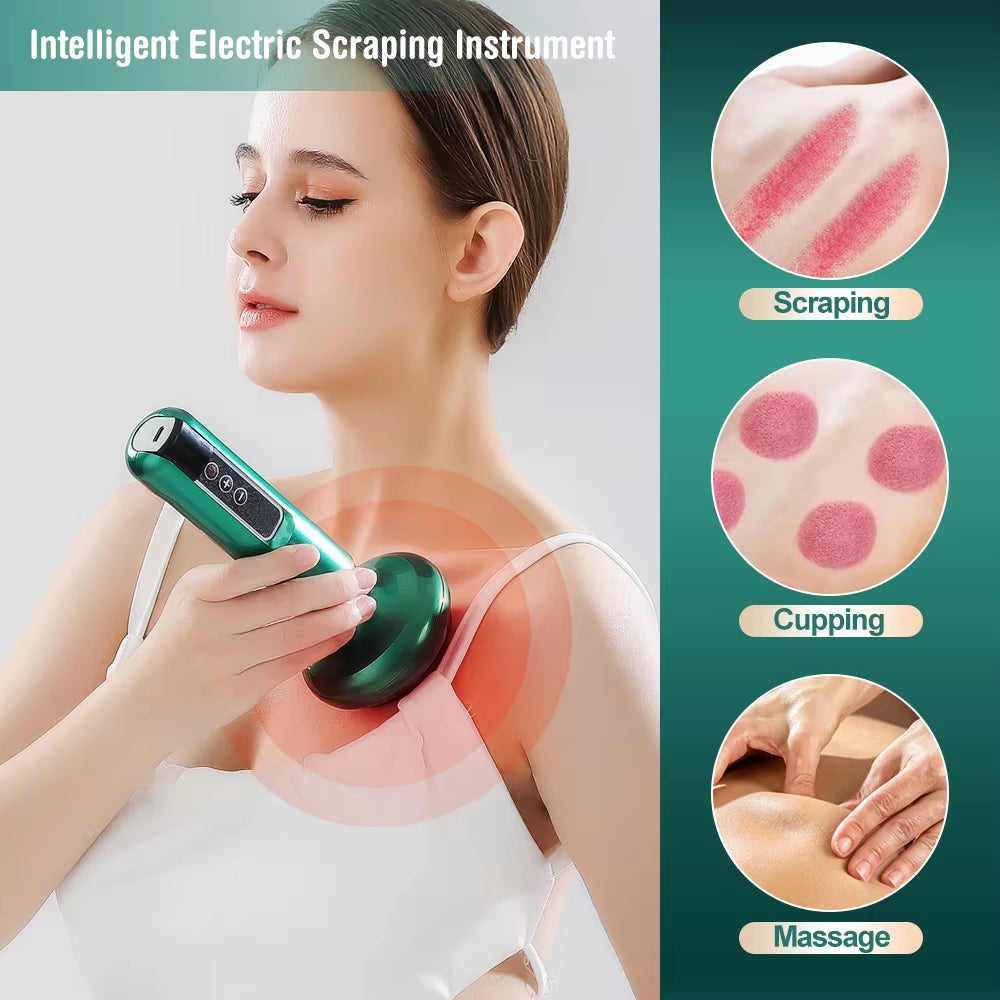 Electric Cupping Massager Vacuum Suction Cup Guasha anti Cellulite Beauty Health Scraping Infrared Heat Body Slimming Massage