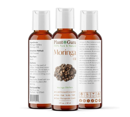 Moringa Seed Oil 2 Oz. Cold Pressed 100% Pure Natural - Skin, Body and Face. Great for Hair & More!