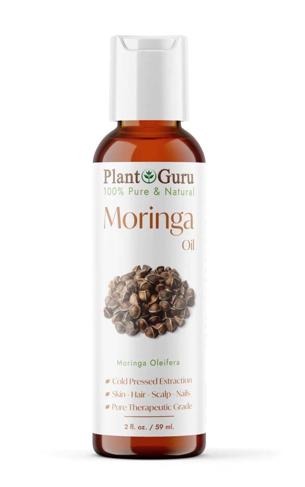 Moringa Seed Oil 2 Oz. Cold Pressed 100% Pure Natural - Skin, Body and Face. Great for Hair & More!