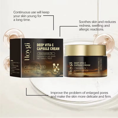 Deep Vita C Capsule Cream Face Moisturizer Gel with Collagen & Niacinamide anti Wrinkles Firming Repairing Hydrating Skin Care