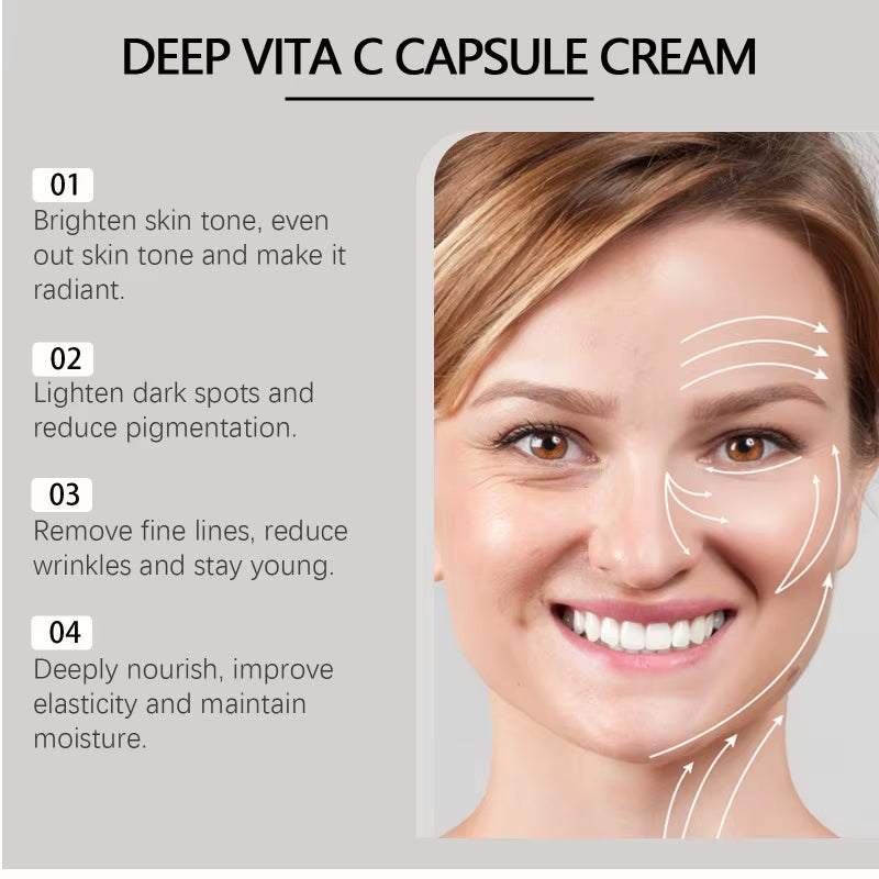 Deep Vita C Capsule Cream Face Moisturizer Gel with Collagen & Niacinamide anti Wrinkles Firming Repairing Hydrating Skin Care